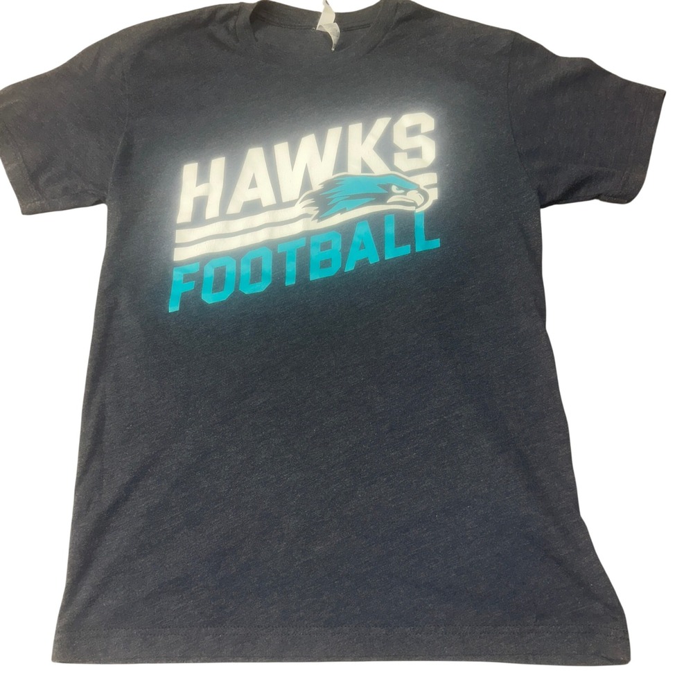 Next Level Mens Hawks Football T-Shirt Small Charcoal Heather Graphic Tee